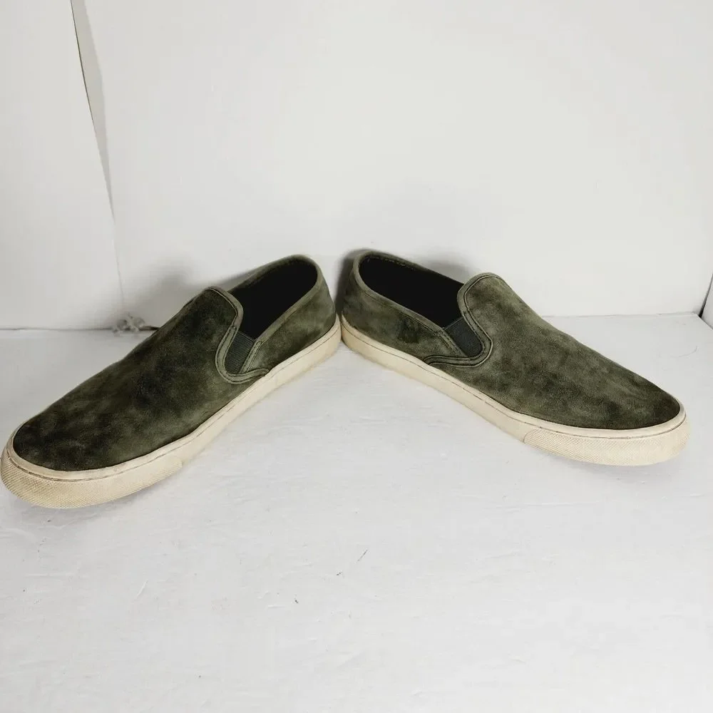 TORY BURCH Women's Jesse Size 10 M Green Suede Slip-On Flat Sneaker